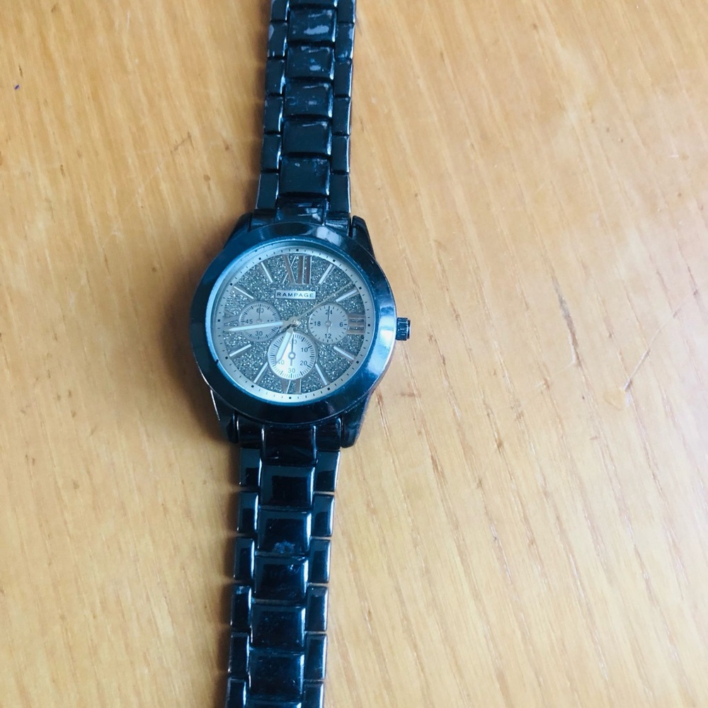 Black Ceramic-Link Women's Watch with Silver Dial